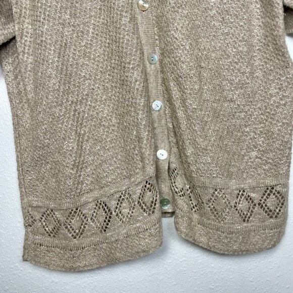 Elisabeth Vintage Linen Blend Button Down Knit Collar Blouse Size: 1X - Picture 4 of 14